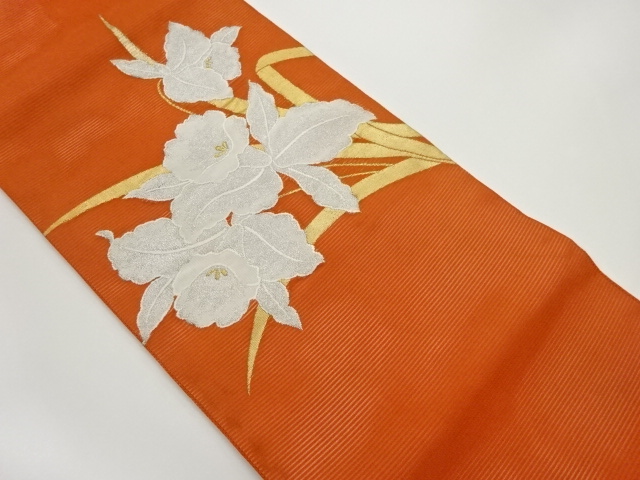 絽草花模様織出し名古屋帯